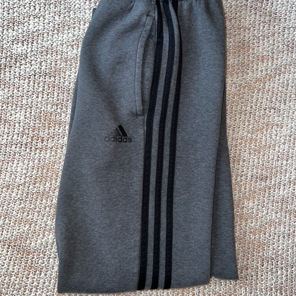 Adidas Gray Sweatpants with Black Stripes